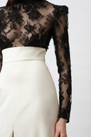 Tailor-made skirt in pinpoint wool - Aerenica