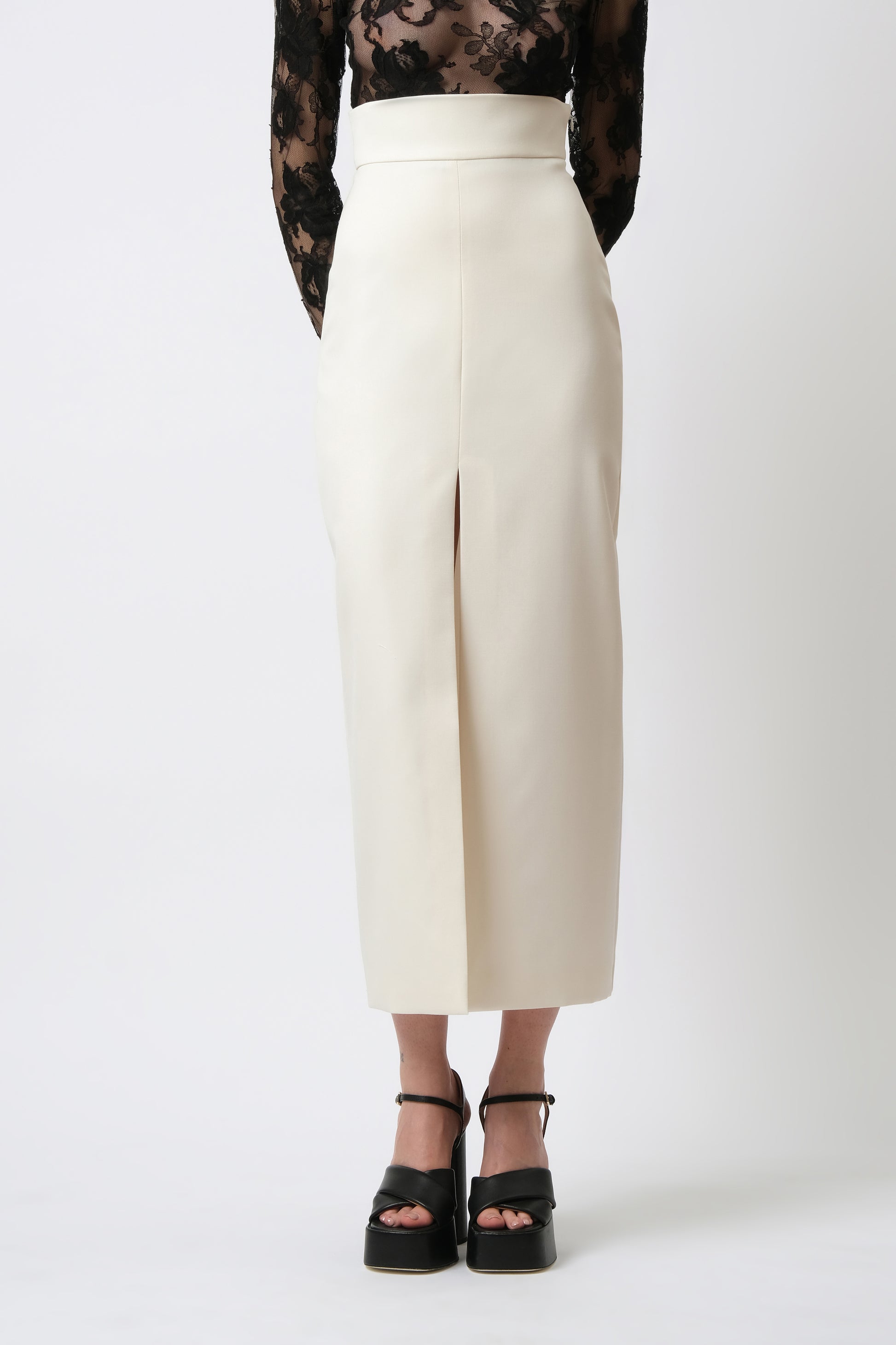 Tailor-made skirt in pinpoint wool - Aerenica