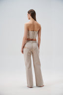 Fitted denim corset in sand - Aerenica