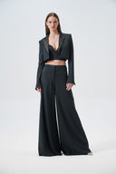 Cropped smoking blazer in crêpe cady - Aerenica