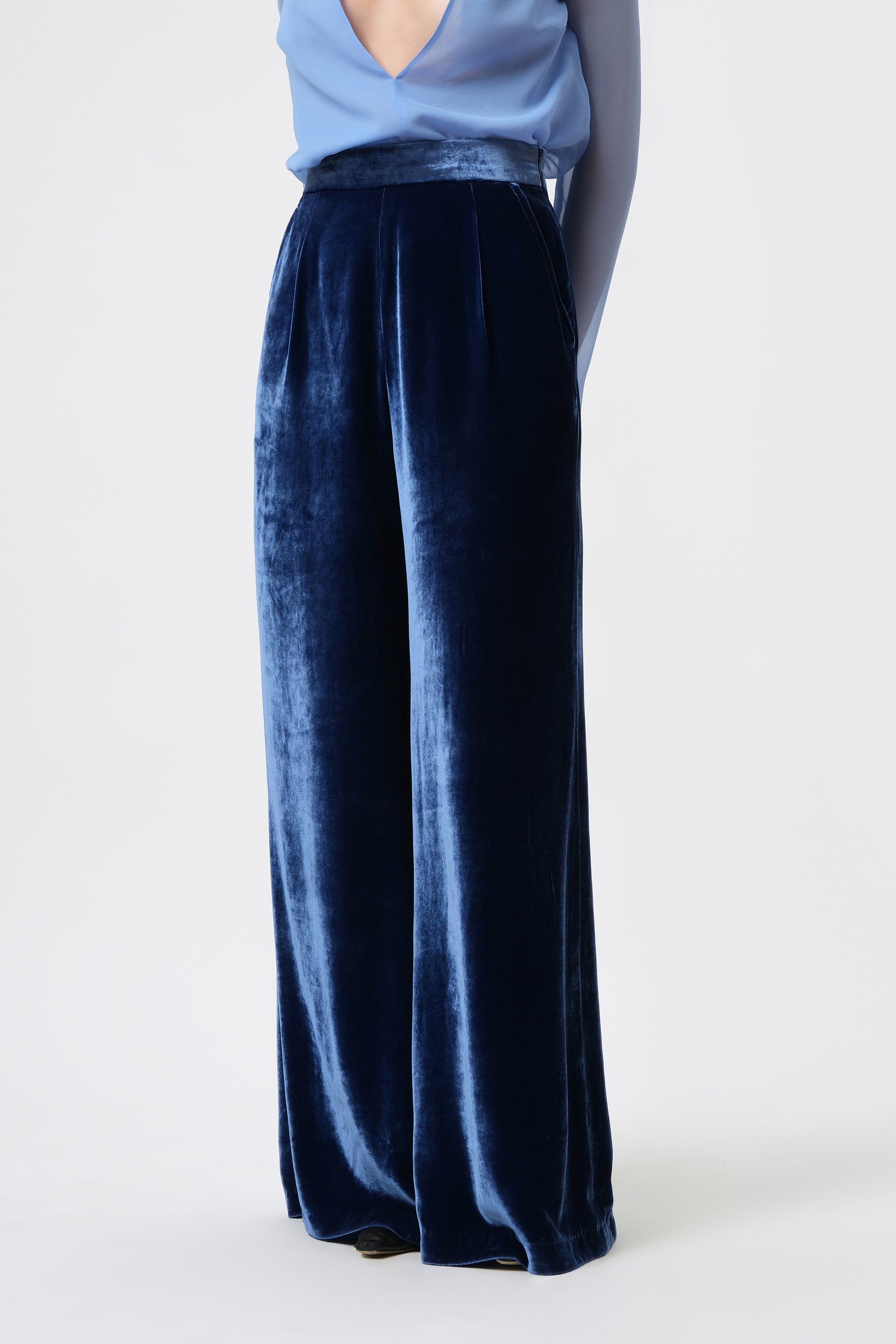 Wide-leg velvet trousers - Aerenica
